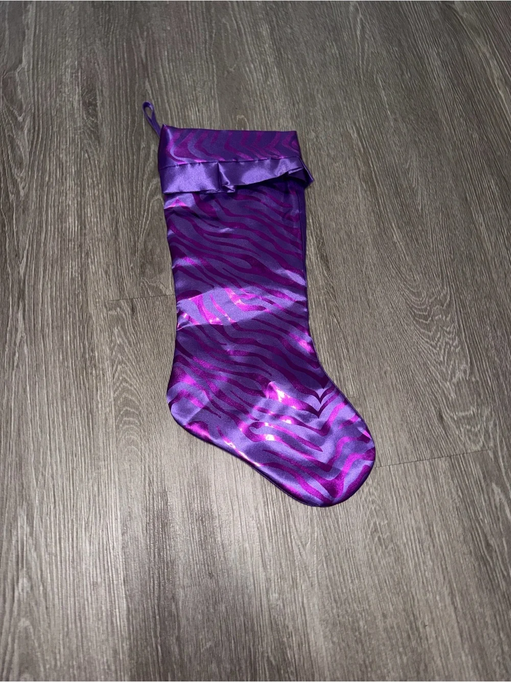 Justice Purple Zebra Print Christmas stocking